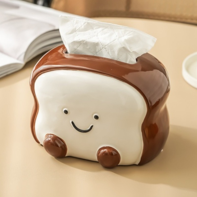 Home Decor Bathroom Ideas - Yaratıcı Karikatür Tost Seramik Mendil Kutusu