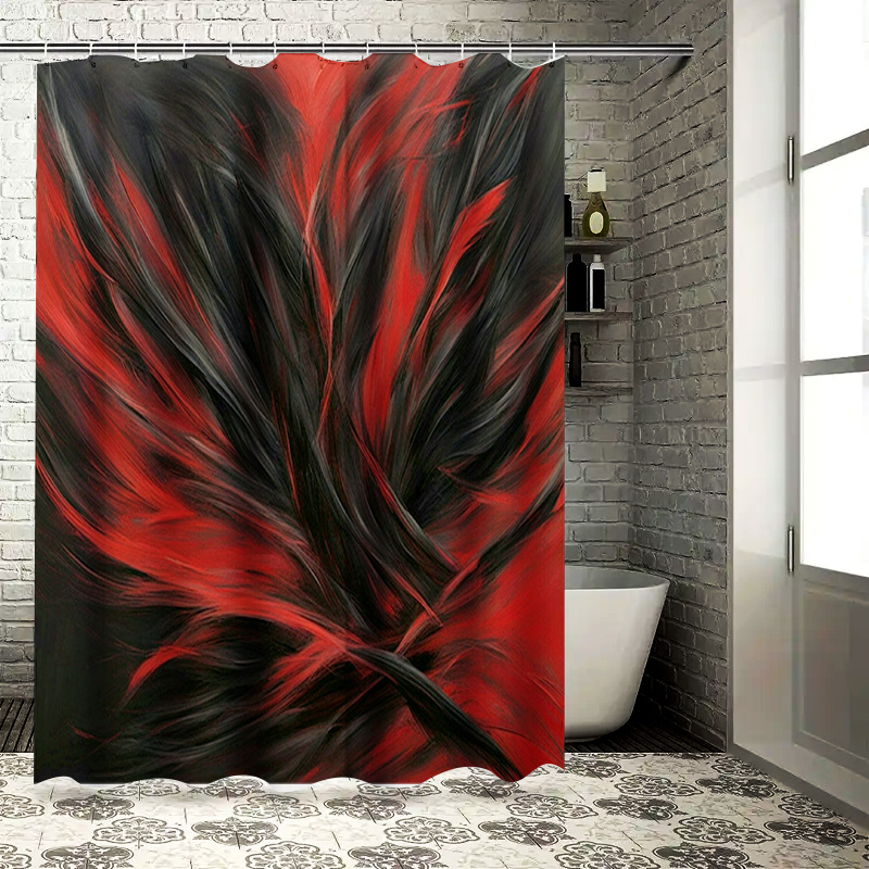 Home Decor Bathroom Ideas - Kırmızı ve Siyah Soyut Baskı Banyo