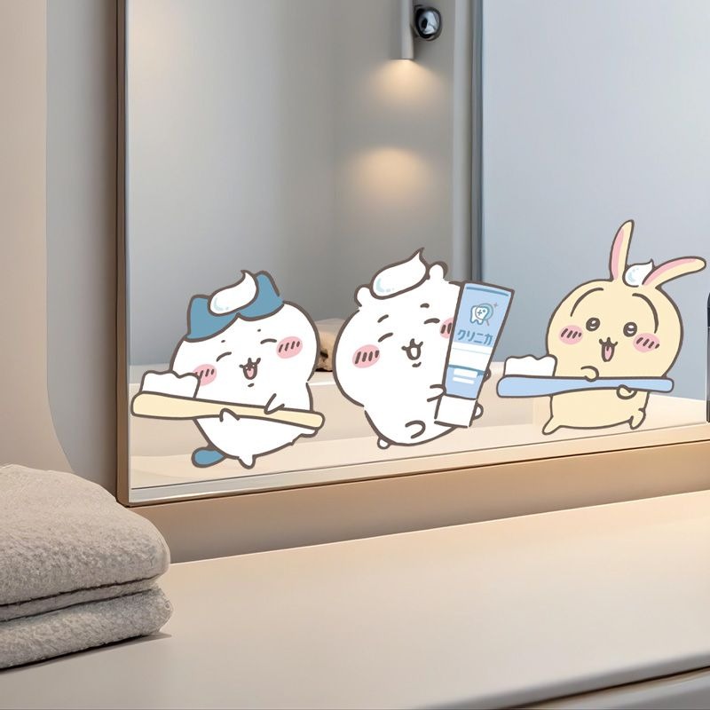 Home Goods Bathroom Decor - Sıcak Chiikawa Ayna Çıkartmaları Güçlü Yapışkanlı
