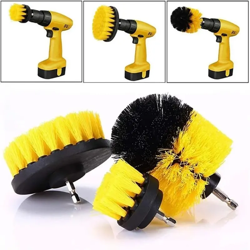 Home Bathroom Cleaner - 3'lü/Set Matkap Fırça Seti, Güçlü Temizleyici,