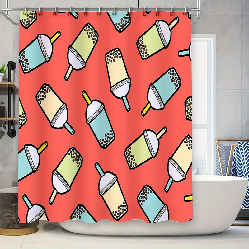 Home Decor Bathroom Ideas - Benzersiz Bubble Tea Duş Perdesi Sevimli