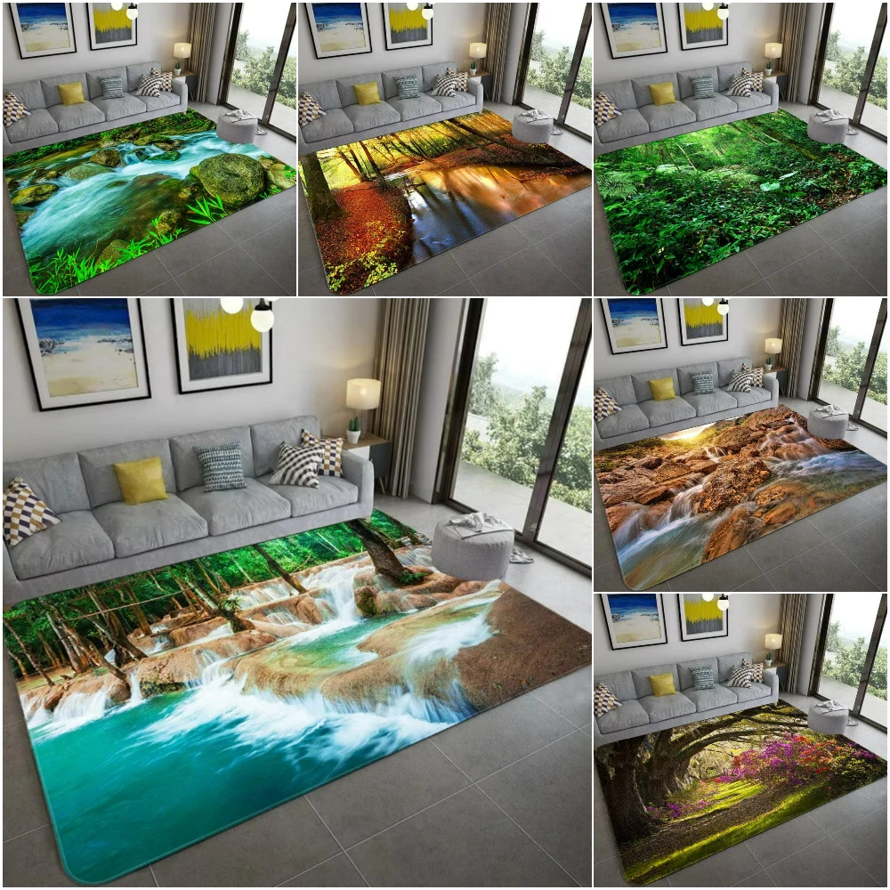 Home Decor Bathroom Ideas - Doğa Ilham 3D Manzara Halı Yumuşak
