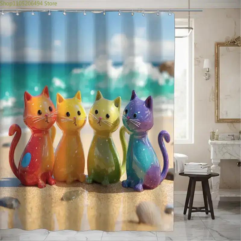Renkli Gökkuşağı Kediler Duş P - Home Decor Bathroom Ideas incelemesi ve fiyatı
