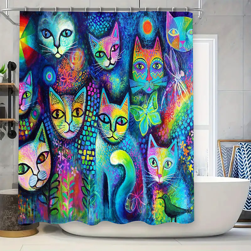 Kedi Duş Perdesi Sanatsal Hayv - Home Decor Bathroom Ideas incelemesi ve fiyatı