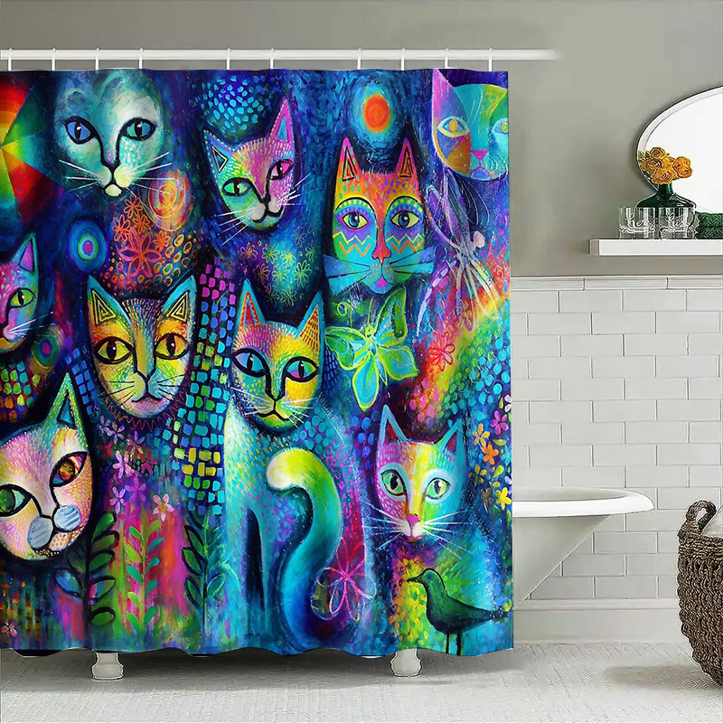 Kedi Duş Perdesi Sanatsal Hayv - Home Decor Bathroom Ideas incelemesi ve fiyatı