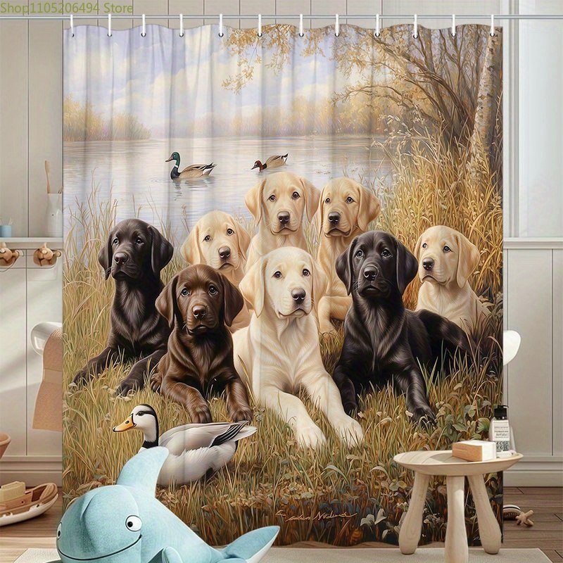 Labrador Köpek Ailesi Duş Perd - Home Decor Bathroom Ideas incelemesi ve fiyatı